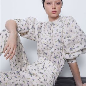 ZARA Printed Voluminous Sleeve  BALLOON Shirt Top